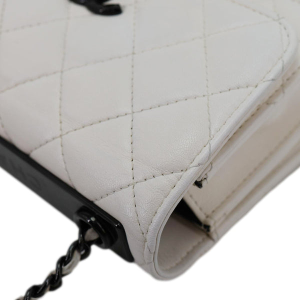 CHANEL Trendy CC Quilted Leather Wallet On Chain Crossbody Bag White