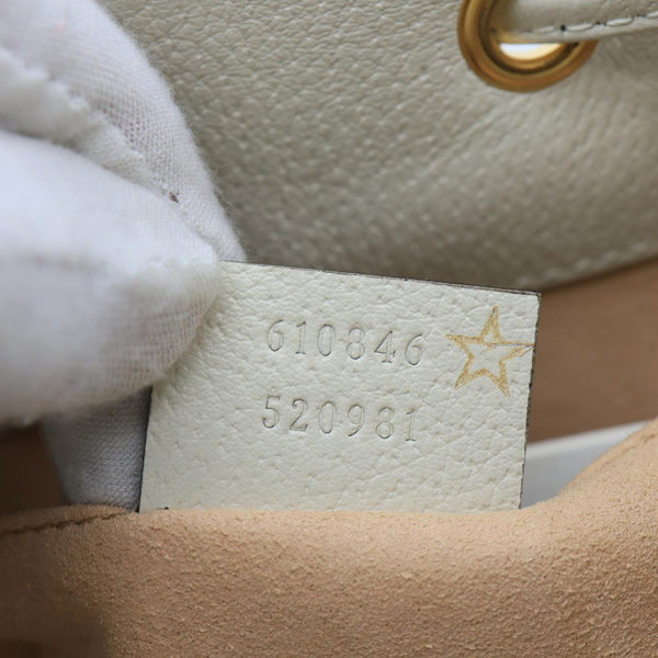 GUCCI GG Ophidia Marmont Leather Bucket Crossbody Bag Off White 610846