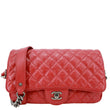 CHANEL Casual Rock Airlines Flap Quilted Crumpled Calfskin Leather Shoulder Bag Red
