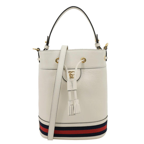GUCCI GG Ophidia Marmont Leather Bucket Crossbody Bag Off White 610846