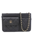 CHANEL CC Multi-Pocket In & Out Quilted Caviar Leather Chain Wallet Black