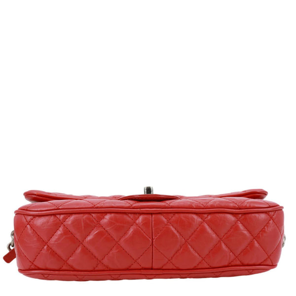 CHANEL Casual Rock Airlines Flap Quilted Crumpled Calfskin Leather Shoulder Bag Red