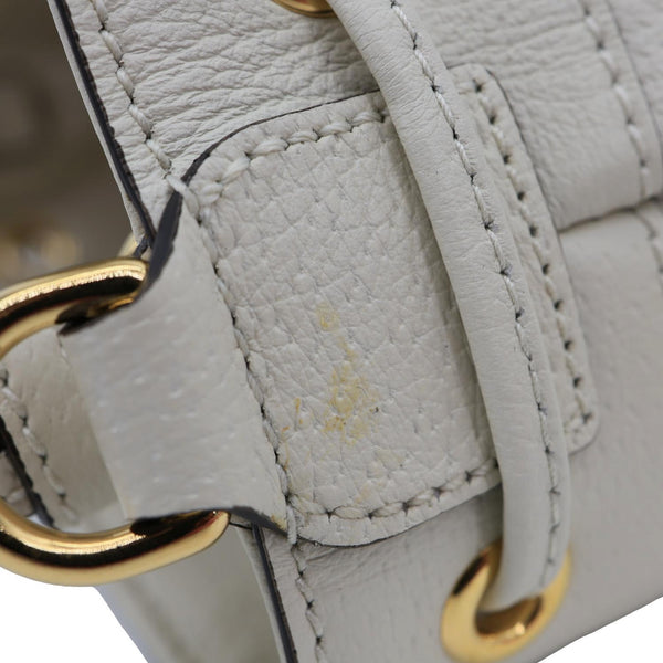 GUCCI GG Ophidia Marmont Leather Bucket Crossbody Bag Off White 610846