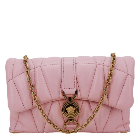 VERSACE Kleio Quilted Lambskin Leather Shoulder Bag Pink