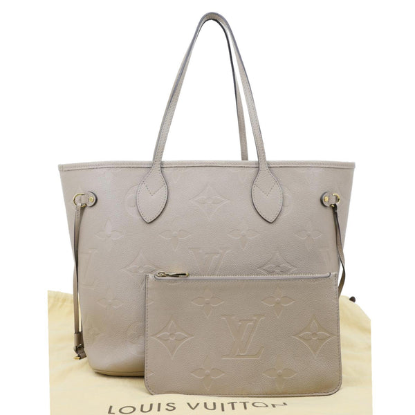 LOUIS VUITTON Neverfull MM Empreinte Leather Tote Shoulder Bag Tourterelle