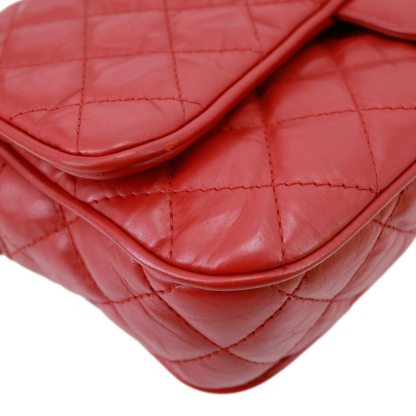 CHANEL Casual Rock Airlines Flap Quilted Crumpled Calfskin Leather Shoulder Bag Red