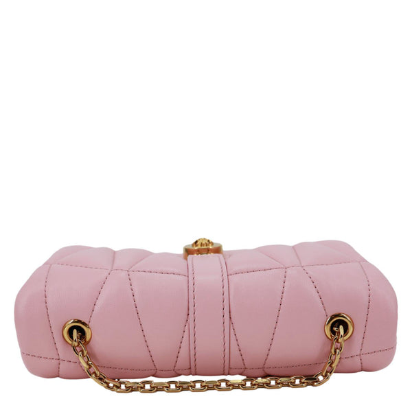 VERSACE Kleio Quilted Lambskin Leather Shoulder Bag Pink
