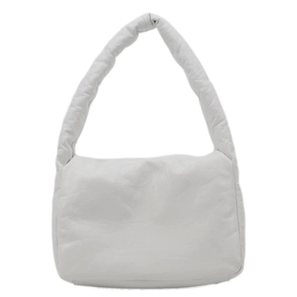 BALENCIAGA Monaco Calfskin Leather Shoulder Bag White
