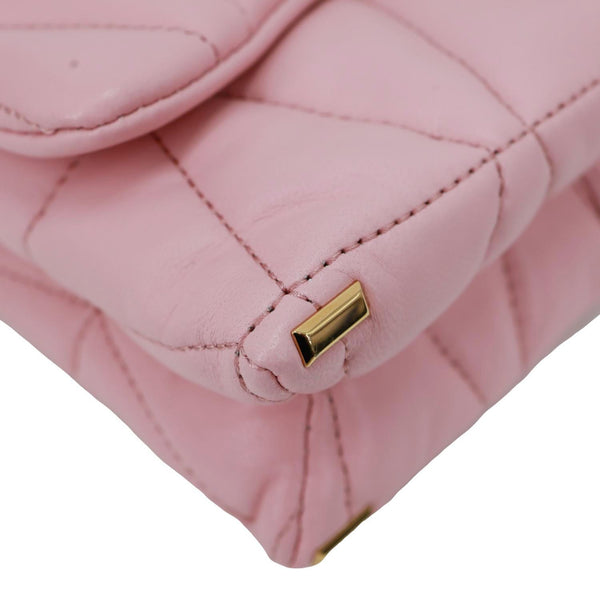 VERSACE Kleio Quilted Lambskin Leather Shoulder Bag Pink