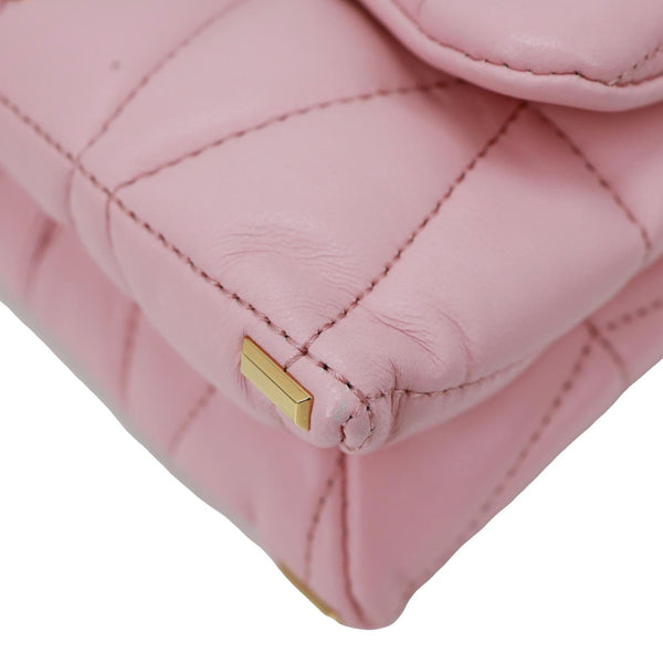 VERSACE Kleio Quilted Lambskin Leather Shoulder Bag Pink