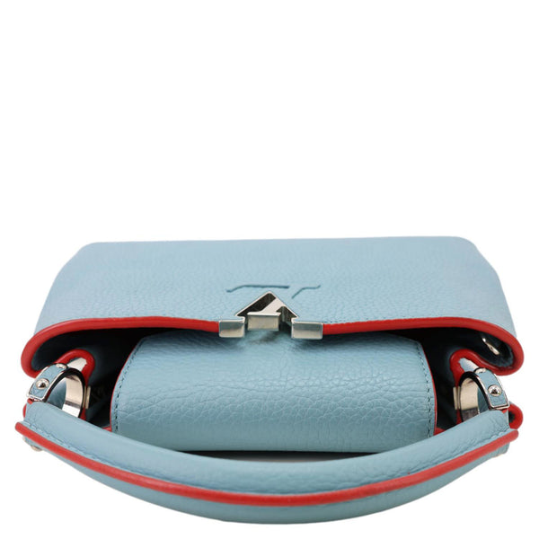 LOUIS VUITTON Capucines BB Taurillon Leather Crossbody Bag Blue