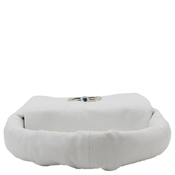 BALENCIAGA Monaco Calfskin Leather Shoulder Bag White