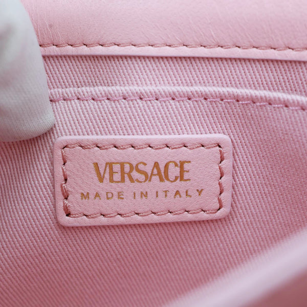 VERSACE Kleio Quilted Lambskin Leather Shoulder Bag Pink