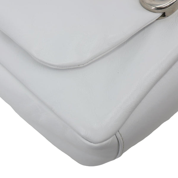 BALENCIAGA Monaco Calfskin Leather Shoulder Bag White
