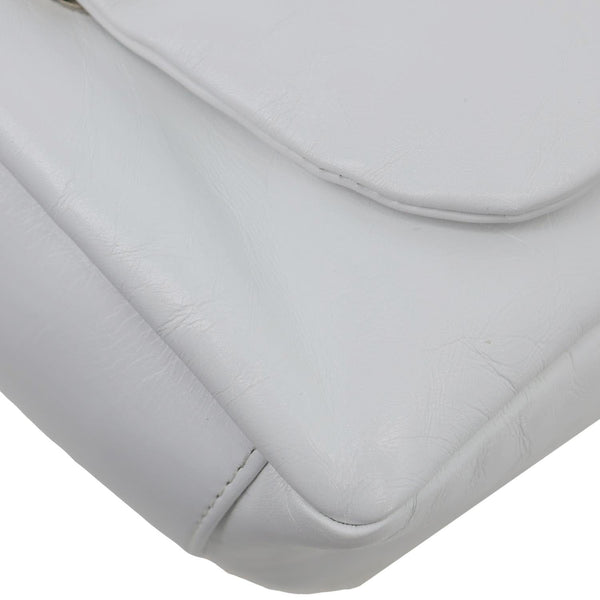 BALENCIAGA Monaco Calfskin Leather Shoulder Bag White