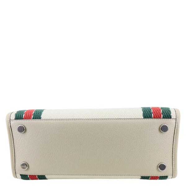 GUCCI Interlocking GG Canvas Web Satchel Bag White 701737