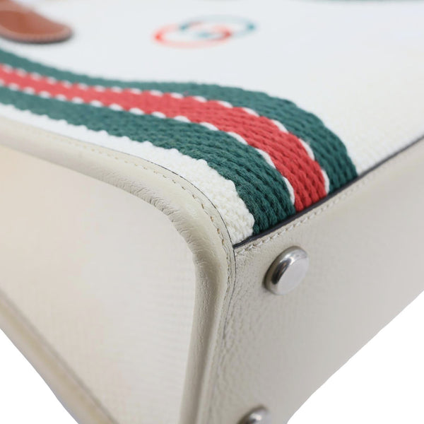 GUCCI Interlocking GG Canvas Web Satchel Bag White 701737