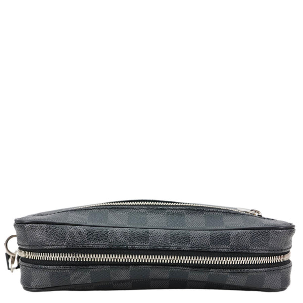 LOUIS VUITTON Kasai Pochette Damier Graphite Canvas Clutch Black