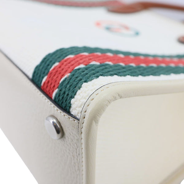 GUCCI Interlocking GG Canvas Web Satchel Bag White 701737