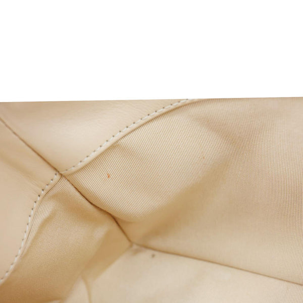 CHANEL Chain All Over Flap Medium Calfskin Crumpled Leather Crossbody Bag Beige