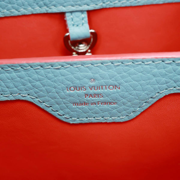 LOUIS VUITTON Capucines BB Taurillon Leather Crossbody Bag Blue
