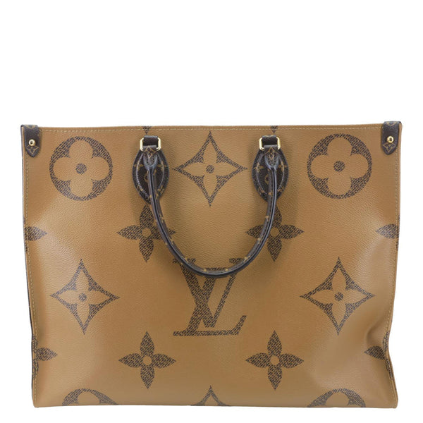 LOUIS VUITTON Onthego GM Giant Monogram Reverse Canvas Tote Shoulder Bag Brown