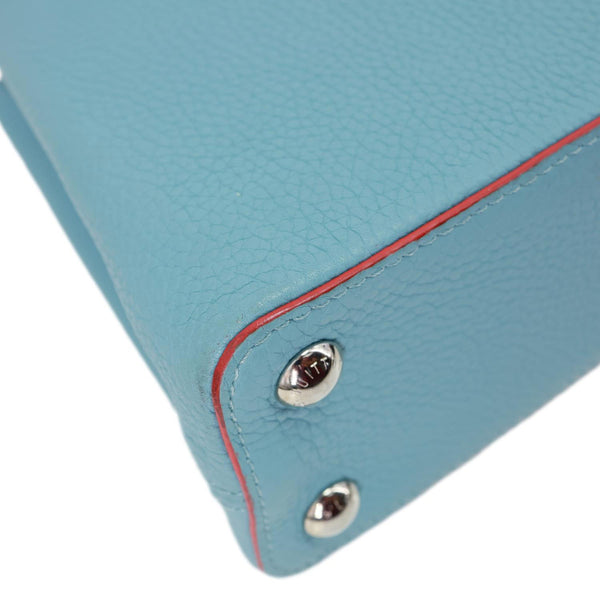 LOUIS VUITTON Capucines BB Taurillon Leather Crossbody Bag Blue