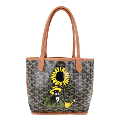 GOYARD Anjou Mini Reversible Sunflower Printed Tote Bag Black