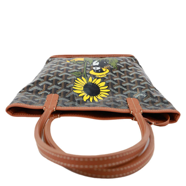 GOYARD Anjou Mini Reversible Sunflower Printed Tote Bag Black