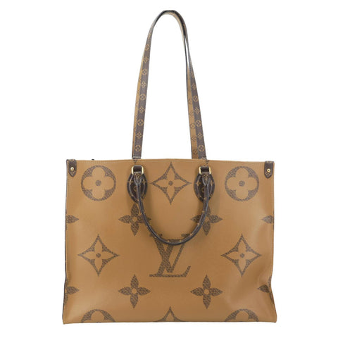 LOUIS VUITTON Onthego GM Giant Monogram Reverse Canvas Tote Shoulder Bag Brown