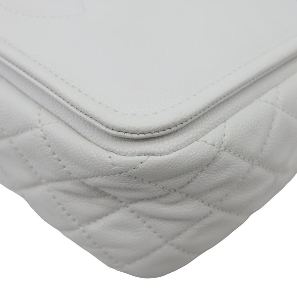 CHANEL Timeless Flap CC Caviar Leather Crossbody Bag White