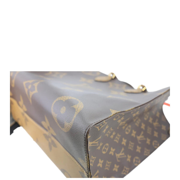 LOUIS VUITTON Onthego GM Giant Monogram Reverse Canvas Tote Shoulder Bag Brown