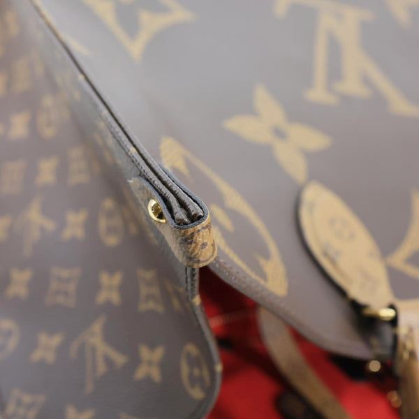 LOUIS VUITTON Onthego GM Giant Monogram Reverse Canvas Tote Shoulder Bag Brown