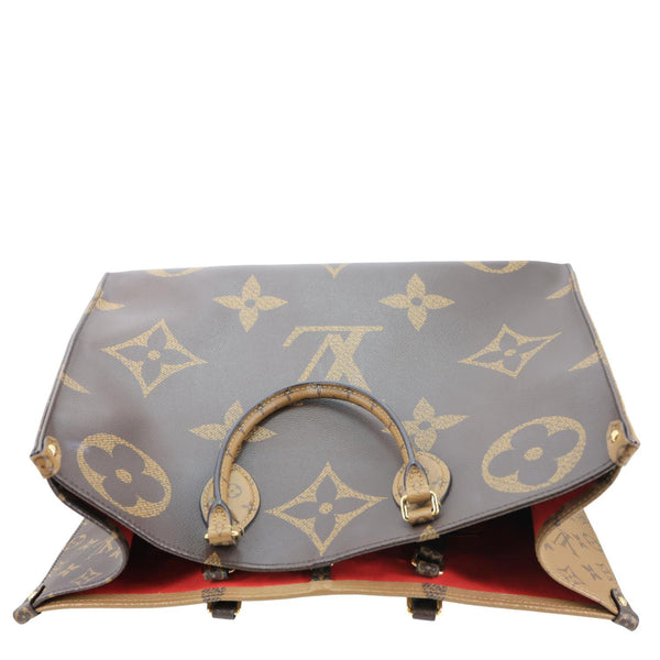 LOUIS VUITTON Onthego GM Giant Monogram Reverse Canvas Tote Shoulder Bag Brown