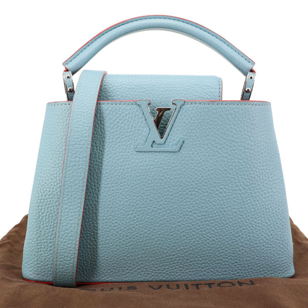 LOUIS VUITTON Capucines BB Taurillon Leather Crossbody Bag Blue