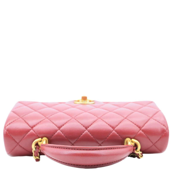CHANEL Classic Rectangular Flap Mini Quilted Leather Top Handle Crossbody Bag Red