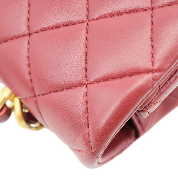 CHANEL Classic Rectangular Flap Mini Quilted Leather Top Handle Crossbody Bag Red