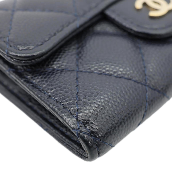 CHANEL Classic Flap Quilted Caviar Leather Card Holder Wallet Black