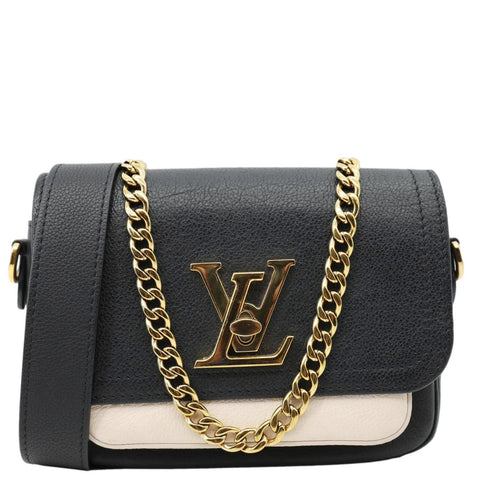 LOUIS VUITTON Lockme Tender Calfskin Leather Chain Shoulder Bag Black