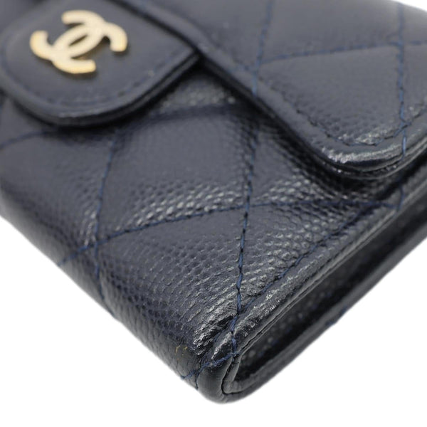 CHANEL Classic Flap Quilted Caviar Leather Card Holder Wallet Black