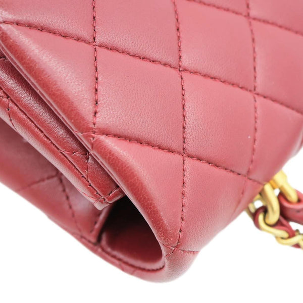 CHANEL Classic Rectangular Flap Mini Quilted Leather Top Handle Crossbody Bag Red
