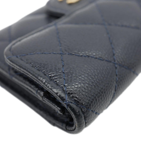 CHANEL Classic Flap Quilted Caviar Leather Card Holder Wallet Black