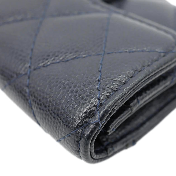 CHANEL Classic Flap Quilted Caviar Leather Card Holder Wallet Black