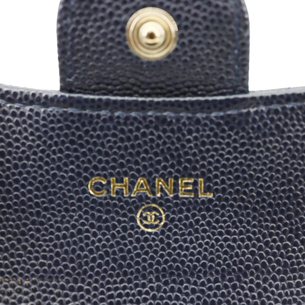 CHANEL Classic Flap Quilted Caviar Leather Card Holder Wallet Black