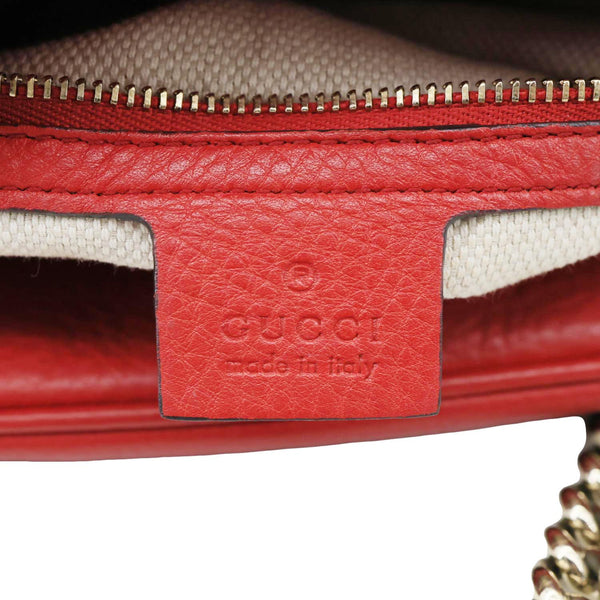 GUCCI Soho Leather Chain Zip Shoulder Bag Red 353126