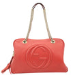 GUCCI Soho Leather Chain Zip Shoulder Bag Red 353126