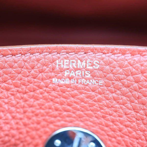 HERMES Lindy 30 Clemence Leather Shoulder Bag Red