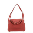 HERMES Lindy 30 Clemence Leather Shoulder Bag Red