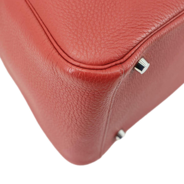 HERMES Lindy 30 Clemence Leather Shoulder Bag Red