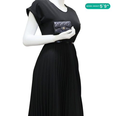 CHANEL Classic Flap Quilted Caviar Leather Card Holder Wallet Black